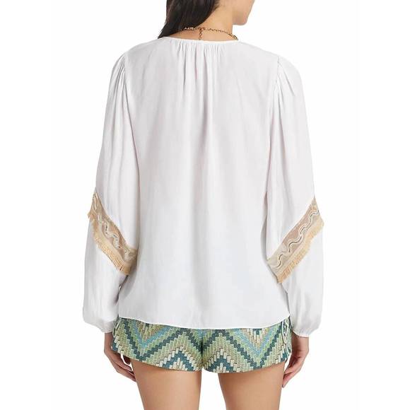 NEW RAMY BROOK laurel embellished blouse in ivory - Picture 3 of 4